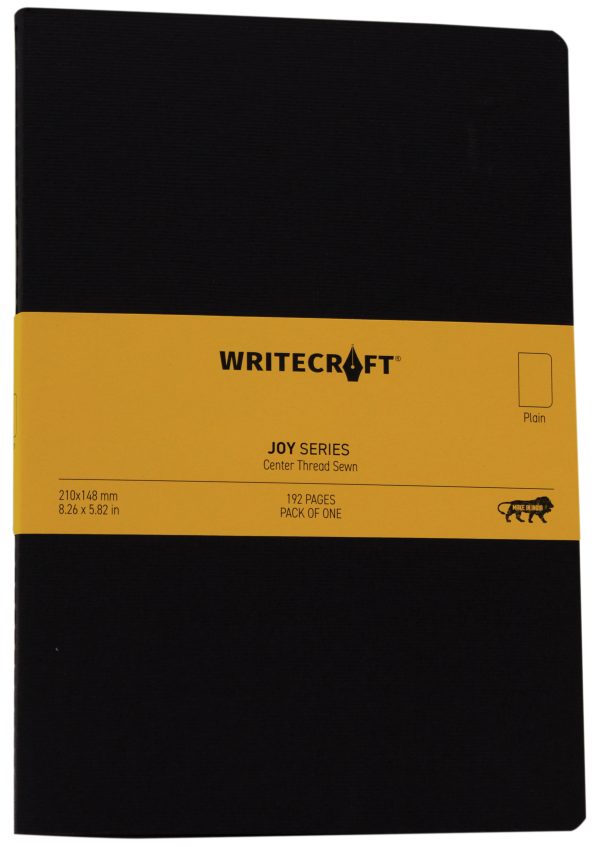 WriteCraft Joy Series Notebook | Notebook for Gifting | Office & Stationery Notebook | 192 pages | 210 X 148 | Uncoated 80 GSM | Centre Thread Sewn | Ruled | Pack of 1 - Black