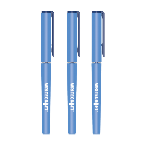 WRITECRAFT H5 Cartridge Roller 0.5 mm Tip - Blue - Waterproof Quick Dry Ink - Pack of 3