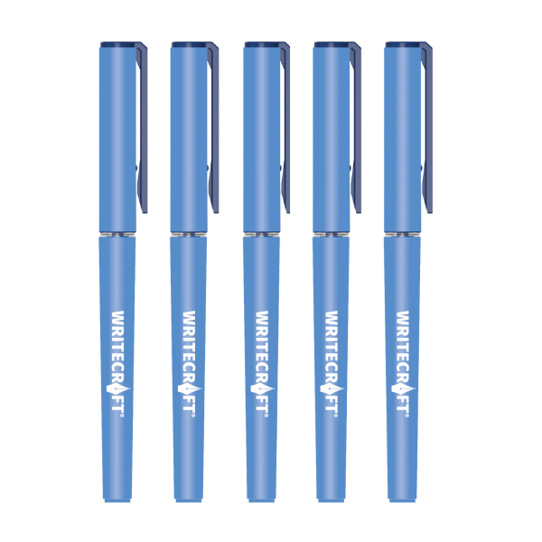 WRITECRAFT H5 Cartridge Roller 0.5 mm Tip - Blue - Waterproof Quick Dry Ink - Pack of 5