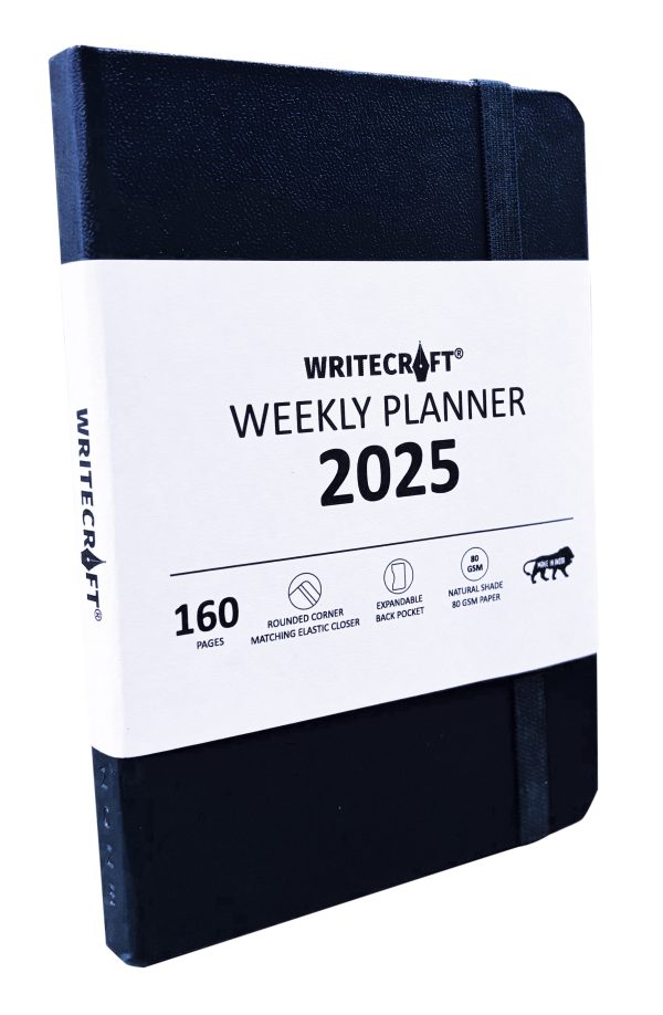 WriteCraft Weekly Planner 2025 with Leatherite Bound | 160 Pages | A5 Size 14.8x21 | Color Blue