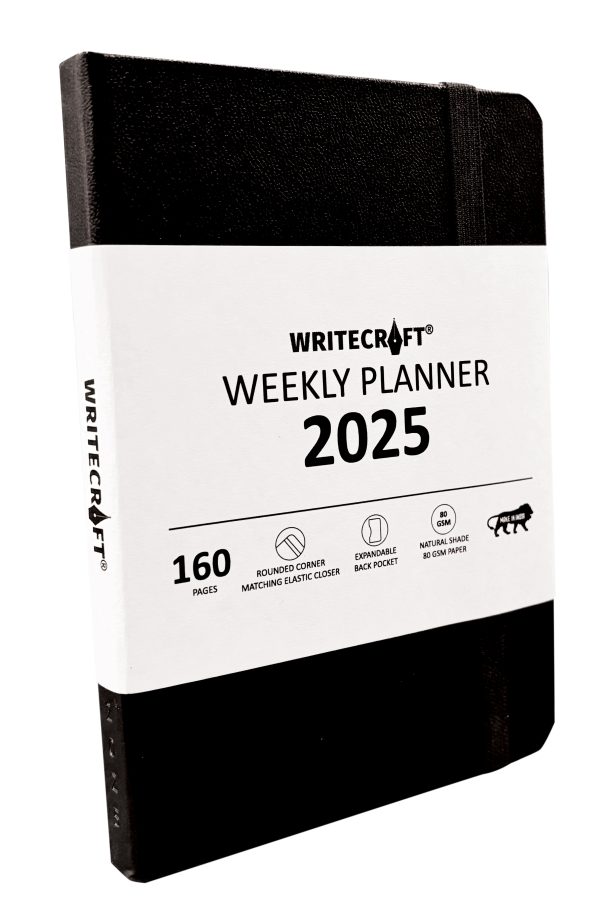 WriteCraft Weekly Planner 2025 with Leatherite Bound | 160 Pages | A5 Size 14.8x21 | Color Black