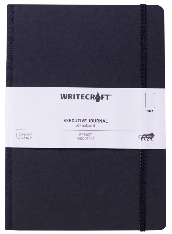 WriteCraft Executive Journal Notebook | Notebook for Gifting | Office & Stationery Notebook | Hardbound | A5 , Plain , 192 Pages , Pack of 1 - Black