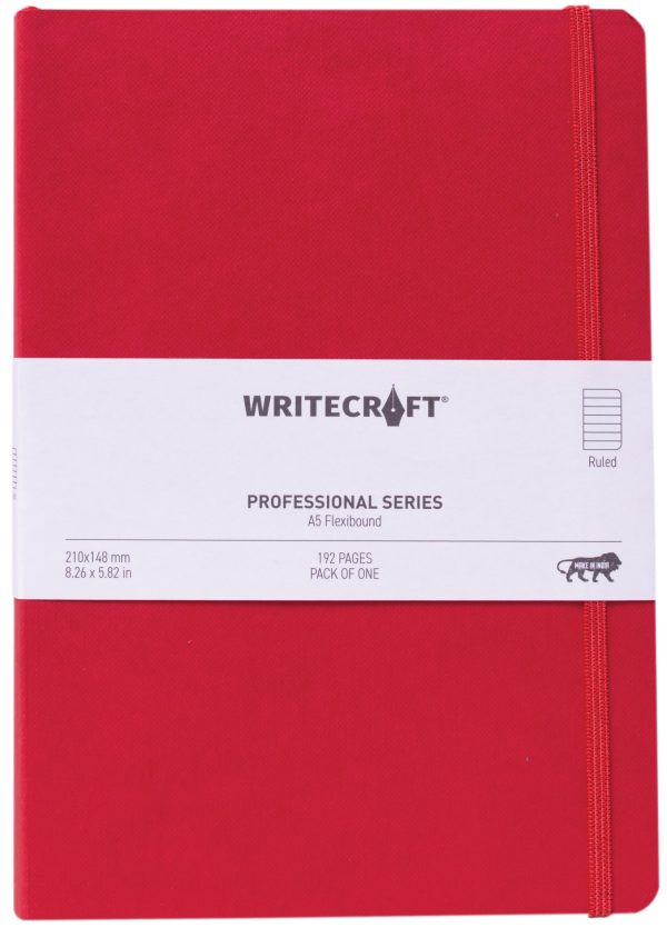 WriteCraft Professional Series Notebook | Notebook for Gifting | Office & Stationery Notebook | Flexibound | A5 , Ruled , 192 Pages , Pack of 1 - Cherry