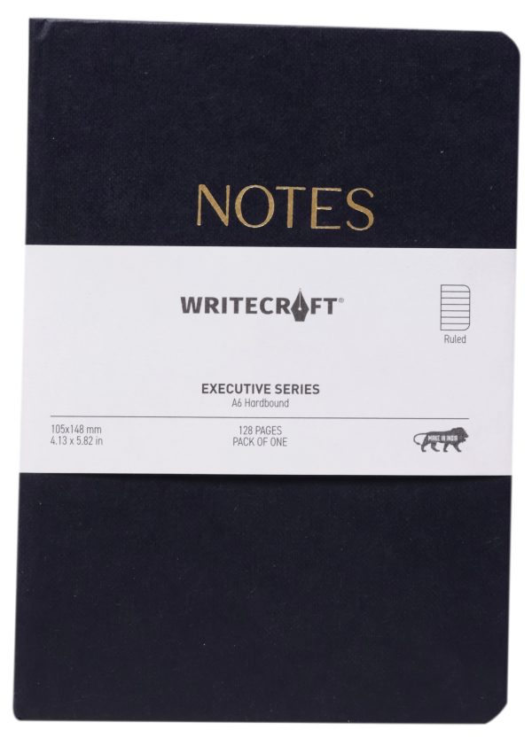 WriteCraft Executive Series Notebook | Notebook for Gifting | Office & Stationery Notebook | Hardbound | A6 , Ruled , 128 Pages , Pack of 1 - Black