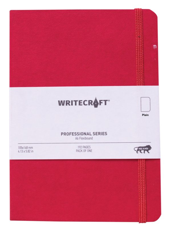 WriteCraft Professional Series Notebook | Notebook for Gifting | Office & Stationery Notebook | Flexibound | A6 , Plain , 192 Pages , Pack of 1 - Cherry