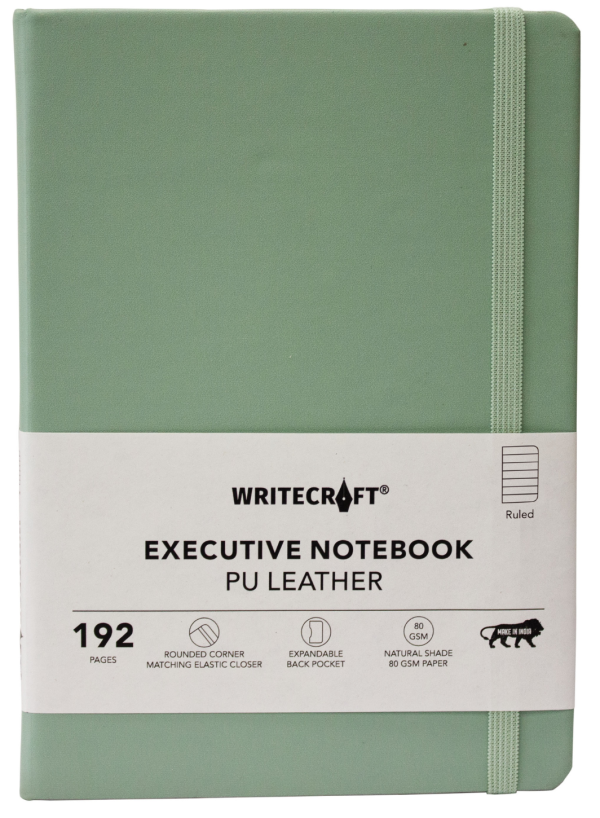 WRITECRAFT Notebook A5 Pastel Jade with PU Leather Strap