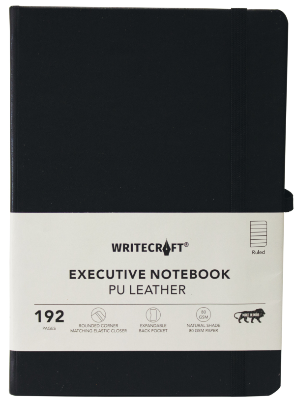WRITECRAFT Notebook A5 Black with PU Leather Strap