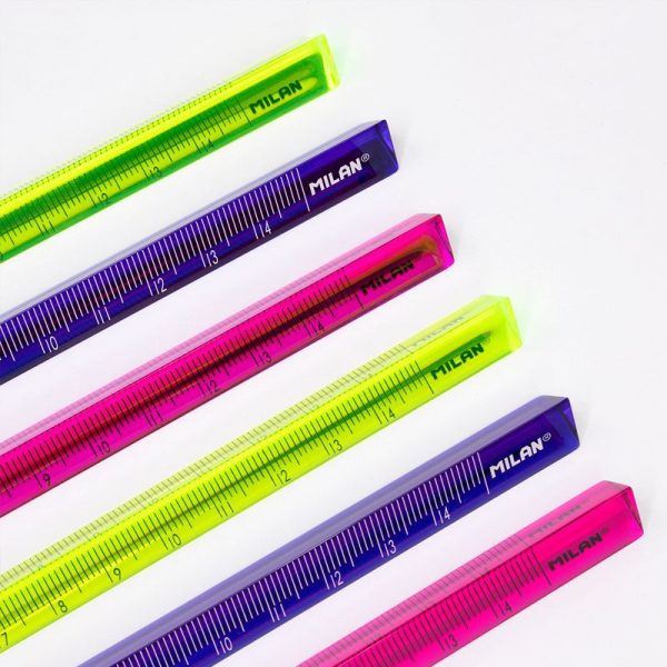 Milan_Triangular Rulers 15 cm, Vibrant Colourful Acid Series, Transparent Rigid Plastic, Ergonomic Design, Precision Drawing Tool - 1 Pcs.