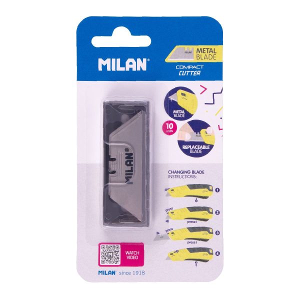 Milan_Blister 10 Metal Blades Cutter Compact 1 Pcs.