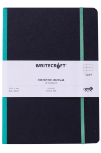 WriteCraft Executive Journal with With Elastic Strap | Round Corner | A5 Hardbound | Square 192 Pages | Pack of 1 - Sea Green