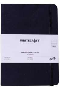 WriteCraft Professional Series Notebook with Elastic Strap | Round Corner | Flexibound A6 Paperback | 192 Square Pages | Pack of 1 - Black