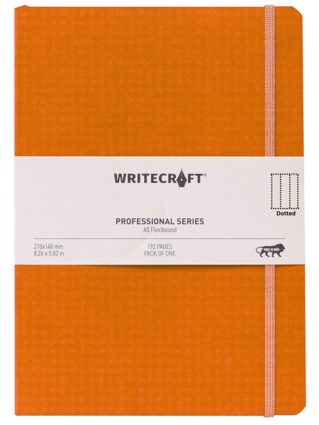WriteCraft Professional Series Notebook with Elastic Strap | Round Corner | Flexibound A5 Paperback | 192 Dotted Pages | Pack of 1 - Sunrise