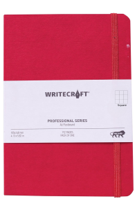 WriteCraft Professional Series Notebook with Elastic Strap | Round Corner | Flexibound A6 Paperback | 192 Square Pages | Pack of 1 - Cherry
