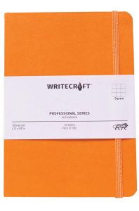 WriteCraft Professional Series Notebook with Elastic Strap | Round Corner | Flexibound A6 Paperback | 192 Square Pages | Pack of 1 - Sunrise