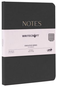 WriteCraft Executive Series Notebook with Round Corner | A6 Hardbound | 128 Square Pages | Pack of 1 - Black