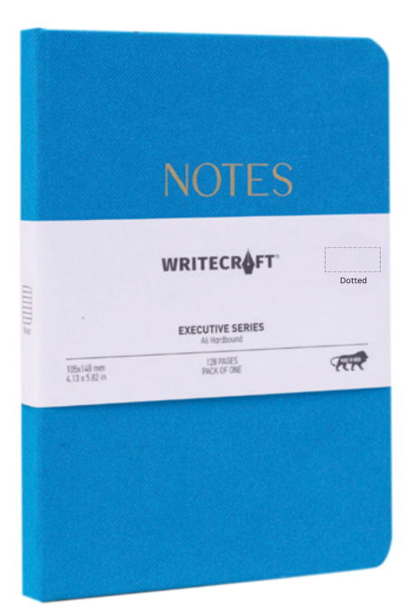 WriteCraft Executive Series Notebook with Round Corner | A6 Hardbound | 128 Dotted Pages | Pack of 1 - Kingfisher