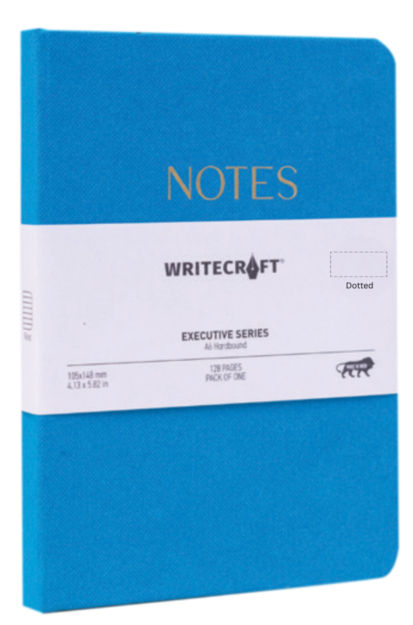 WriteCraft Executive Series Notebook with Round Corner | A6 Hardbound | 128 Dotted Pages | Pack of 1 - Kingfisher