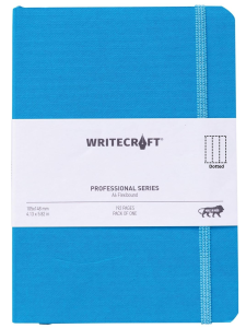 WriteCraft Professional Series Notebook with Elastic Strap | Round Corner | Flexibound A6 Paperback | 192 Dotted Pages | Pack of 1 - Kingfisher