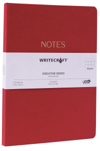 WriteCraft Executive Series Notebook with Round Corner | A5 Hardbound | 128 Sqaure  Pages | Pack of 1 - Cherry