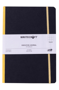 WriteCraft Executive Journal with With Elastic Strap | Round Corner | A5 Hardbound | 192 Square Pages | Pack of 1 - Mandrin Color