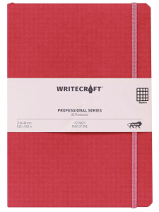 WriteCraft Professional Series Notebook with Elastic Strap | Round Corner | Flexibound A5 Paperback | 192 Square Pages | Pack of 1 - Cherry
