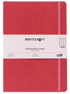 WriteCraft Professional Series Notebook with Elastic Strap | Round Corner | Flexibound A5 Paperback | 192 Dotted Pages | Pack of 1 - Cherry