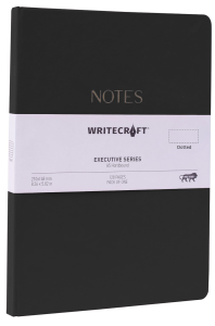 WriteCraft Executive Series Notebook with Round Corner | A5 Hardbound | Dotted , 128 Dotted Pages | Pack of 1 - Black