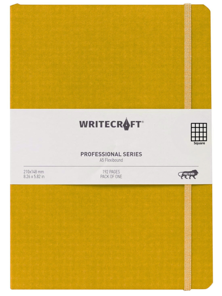 WriteCraft Professional Series Notebook with Elastic Strap | Round Corner | Flexibound A5 Paperback | 192 Square Pages | Pack of 1 - Mandrin