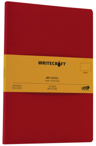 WriteCraft Joy Series Notebook with 192 Plain Pages | Notebook for Gifting | Office & Stationery Notebook | Size 21x14.8 | Uncoated Multicolour 80 GSM | Centre Thread Sewn | Pack of 1 - Richmond Red