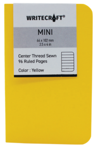 WriteCraft Mini Pocket Notebook with Round Corner | 96 Rules Pages | Centre Thread Sewn | Paper 68 GSM | Pack of 1 - Yellow