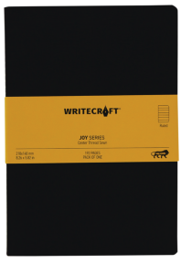 WriteCraft Joy Series Notebook with 192 Rules Pages | Notebook for Gifting | Office & Stationery Notebook | Size 21x14.8 | Uncoated Multicolour 80 GSM | Centre Thread Sewn | Pack of 1 - Black