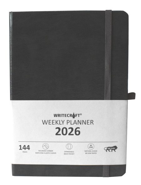 WRITECRAFT Weekly Planner 2026 | 144 Pages, 80 GSM, A5 | 148 x 210 mm | Dark Grey